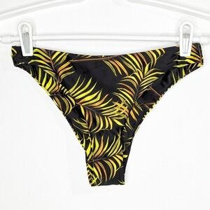 ✨3/$15 Kamoni black yellow palm leaf bikini bottom S